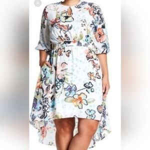 Melissa McCarthy Seven7 White Mini Dress with Pastel Floral Print